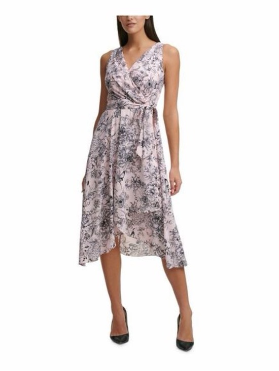 Tommy Hilfiger Dresses & Skirts - Tommy Hilfiger Pink Floral Wrap High-Low Dress